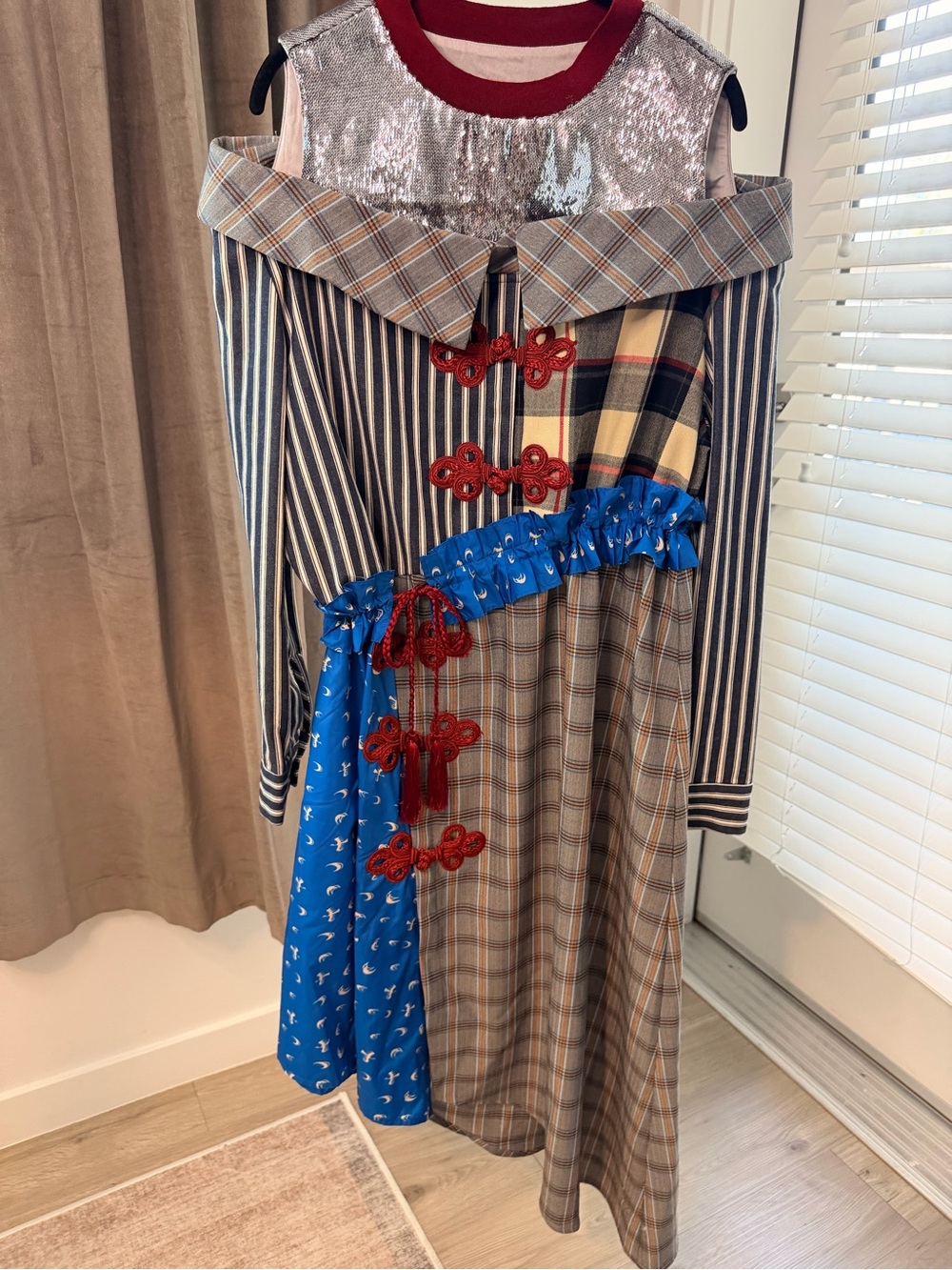 Mukzin/ Baixiu Patchwork Mixed Print Sequin Dress Size M